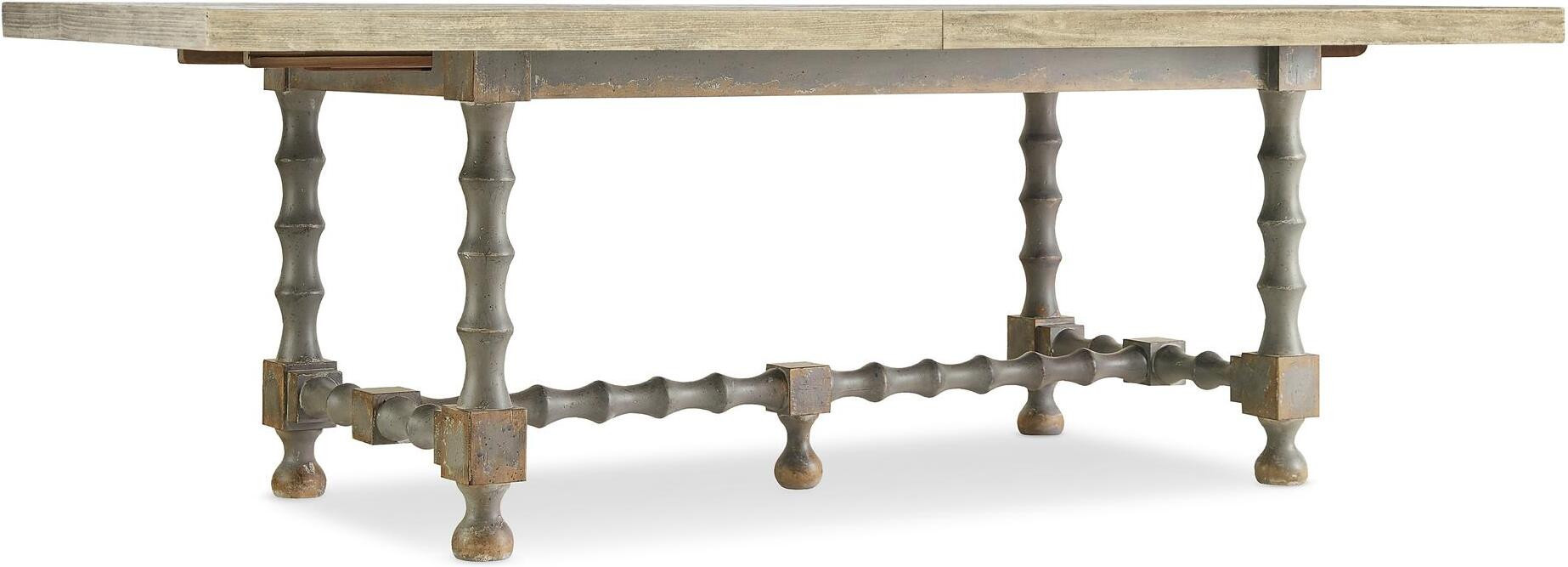 Ciao Bella 84in Trestle Table w/ 2-18in Leaves-Flaky White/Gray | 1stopbedrooms