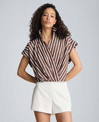 Women's Cotton Striped Collared Neck Top | Macy's