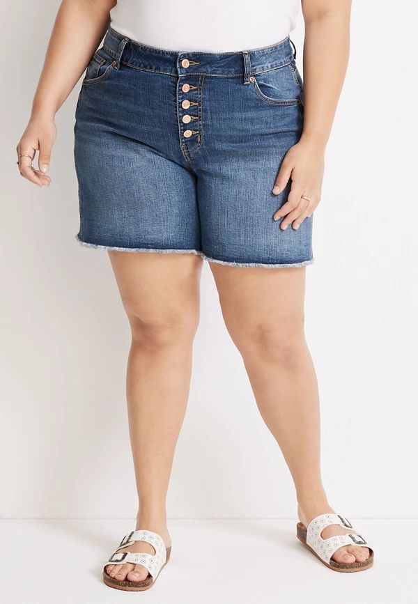 Plus Size m jeans by maurices™ High Rise Button Fly 6in Short | Maurices