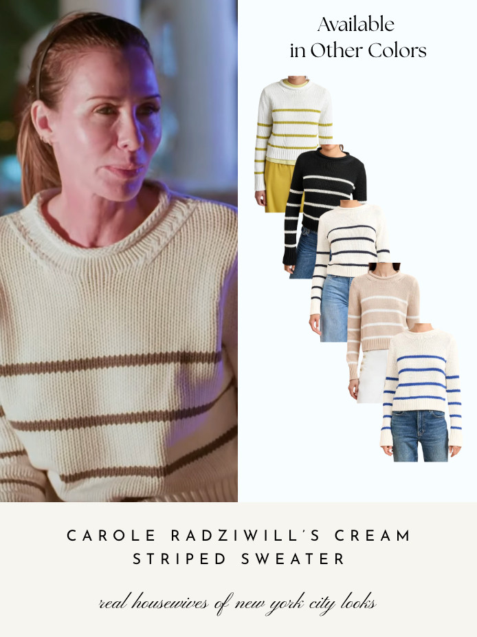 Carole Radziwill's Cream Striped Sweater is Available in Other Colors 

 