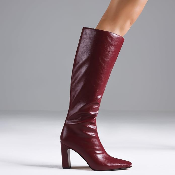 Lovee Cosee Knee High Boots for Women Square Toe Chunky Heeled Boots with Side Zipper Fashion Dre... | Amazon (US)