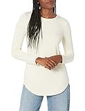 Daily Ritual Women's Supersoft Terry Standard-Fit Long-Sleeve Shirttail Hem Shirt, Cream, Medium | Amazon (US)
