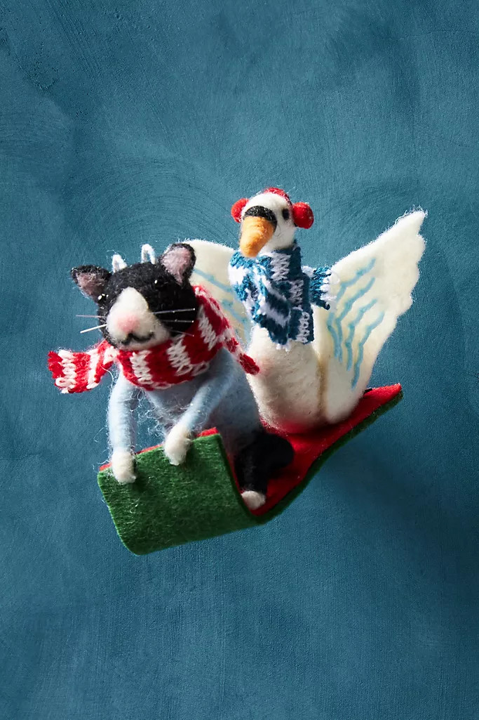 George & Viv Toboggan Twosome Ornament | Anthropologie (US)