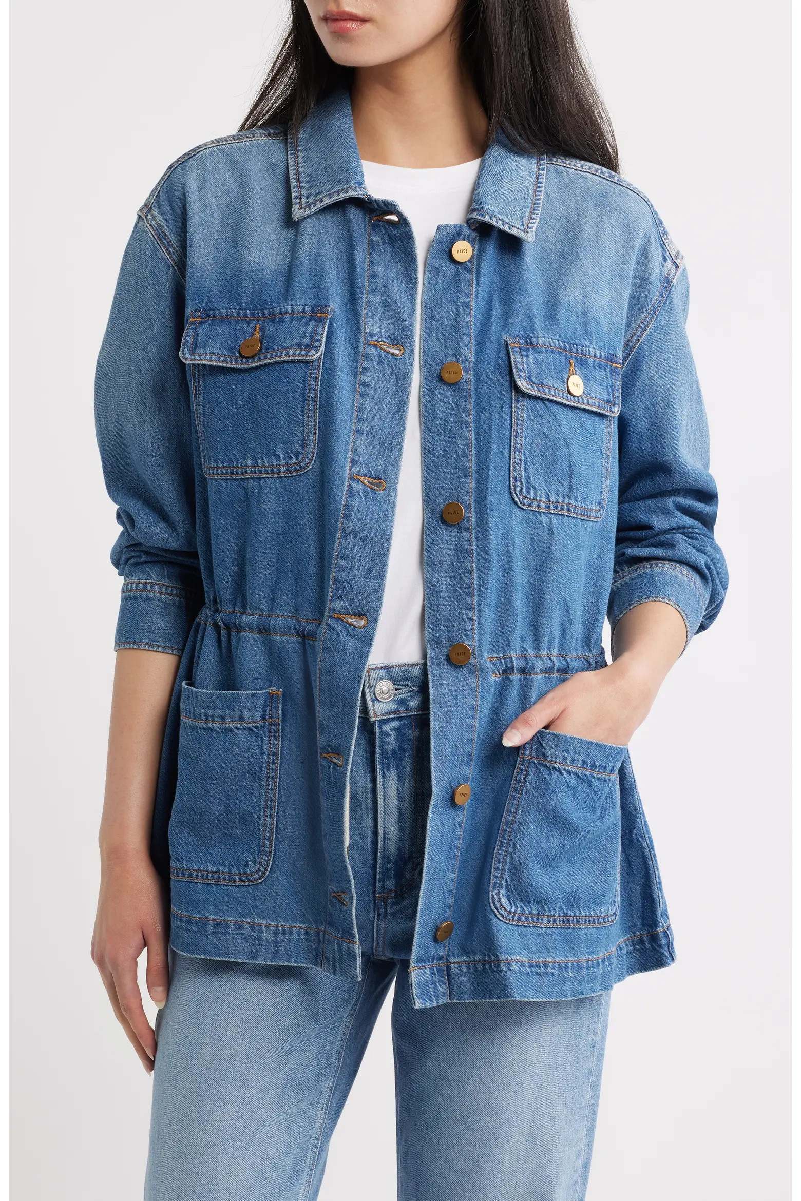 Clarke Cotton Blend Denim Button Front Jacket (Women) | Nordstrom | Nordstrom