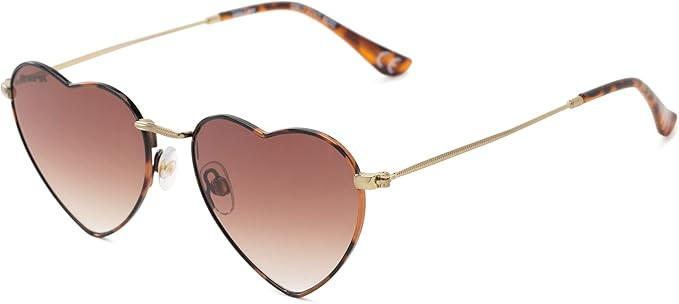 Foster Grant Sun Luv Only Love Here Heart Sunglasses, Gold, 54mm (10260193.COM) | Amazon (US)