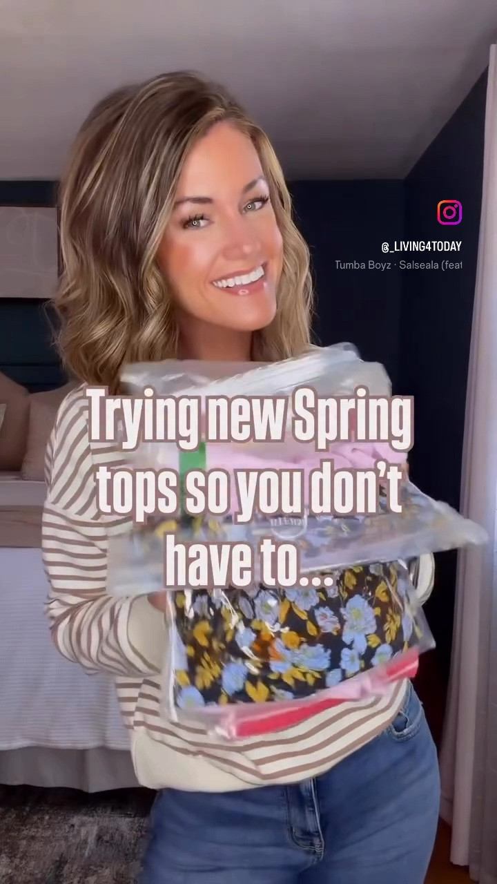 New Amazon tops perfect for Spring. 
Wearing small in all styles besides the yellow off the shoulder top. Wearing medium. 
Jeans 6, size down if between due to stretch  

#LTKSeasonal #LTKootd #LTKOver40