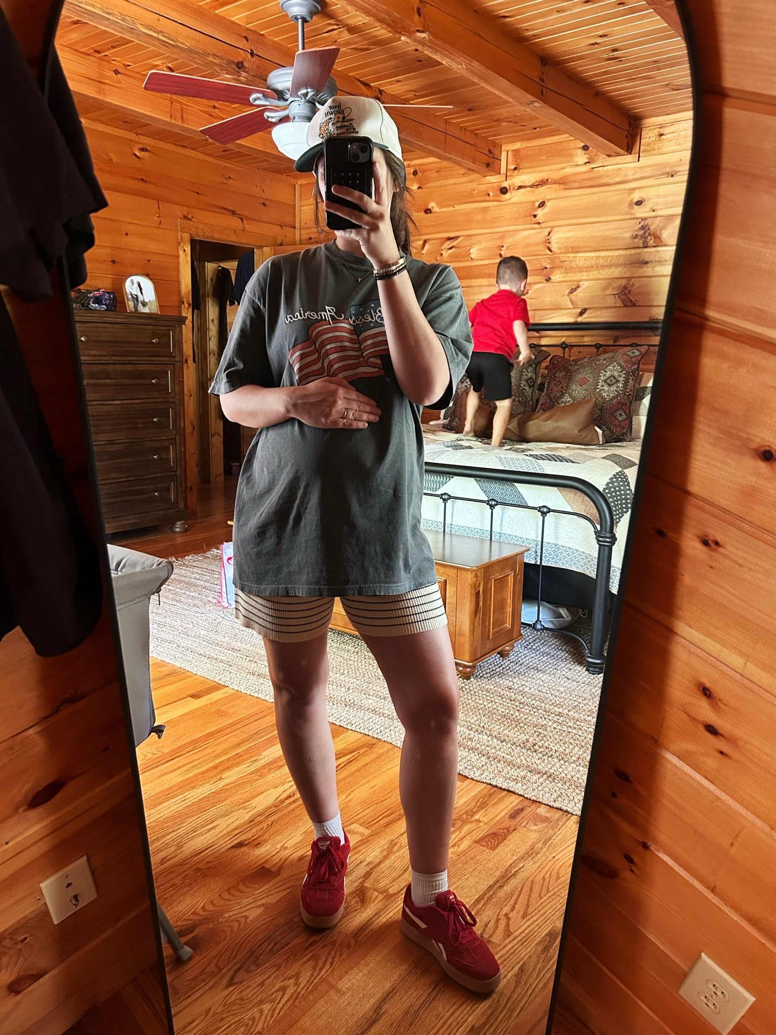 My shirt is a sneak peak of something coming soon 😋 but it’s XL.
Shorts: from a set, size medium
Shoes: size 7