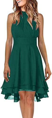 DDDHL Vestidos femininos para convidadas de casamento, casual, de verão, liso, frente única, bo... | Amazon (BR)