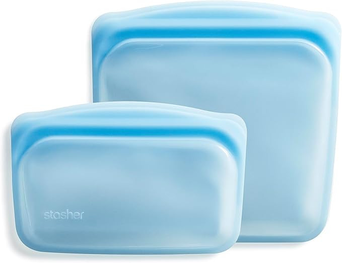 Stasher Premium Silicone Reusable Food Storage Bags, 2-Pack, Blue | Multi-Use Food Storage Bags, ... | Amazon (US)
