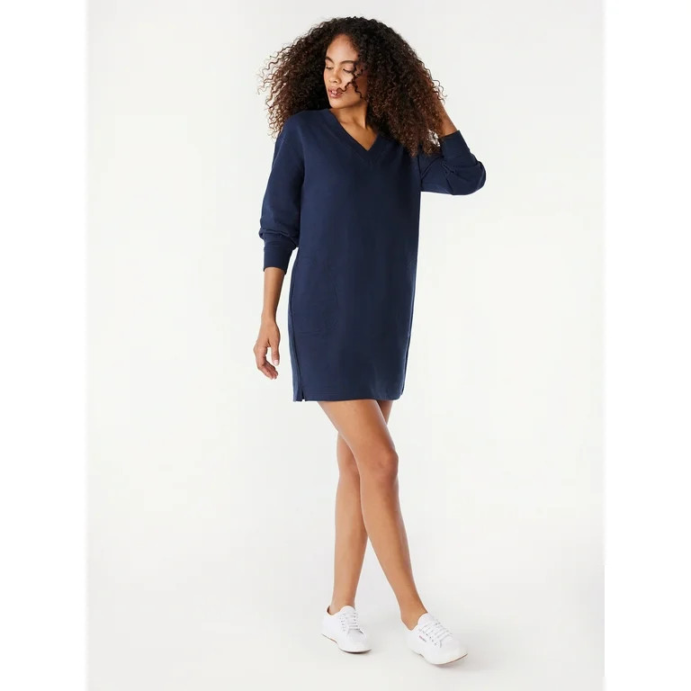 Free Assembly Women’s Mini Sweatshirt Dress with Long Sleeves, Sizes XS-XXL | Walmart (US)