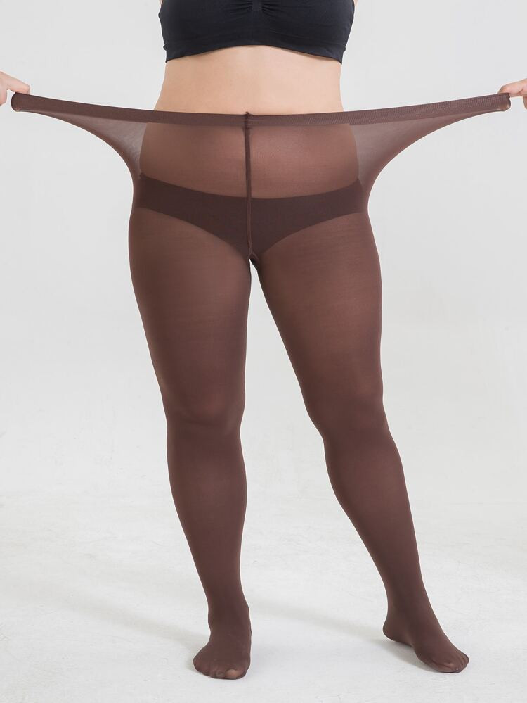 80D Solid Plus Size Tights | SHEIN