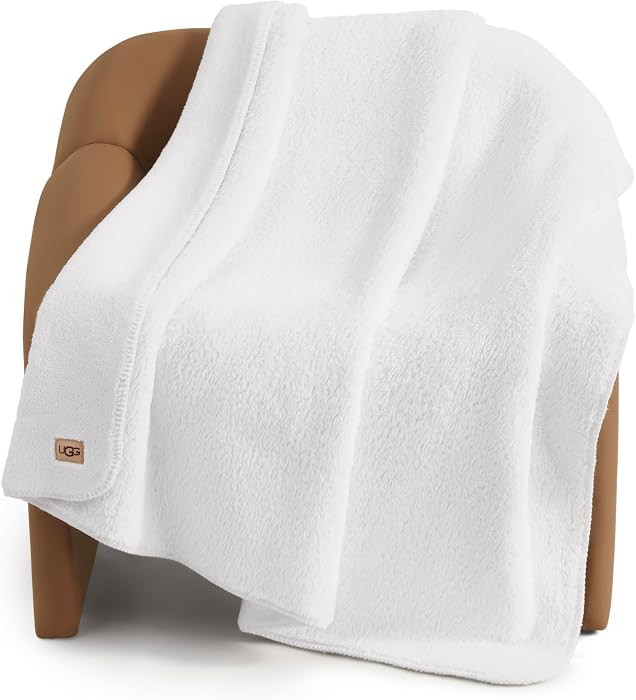 UGG Whitecap Throw Blanket, Soft Fleece Blanket, 50" x 70", White | Amazon (US)