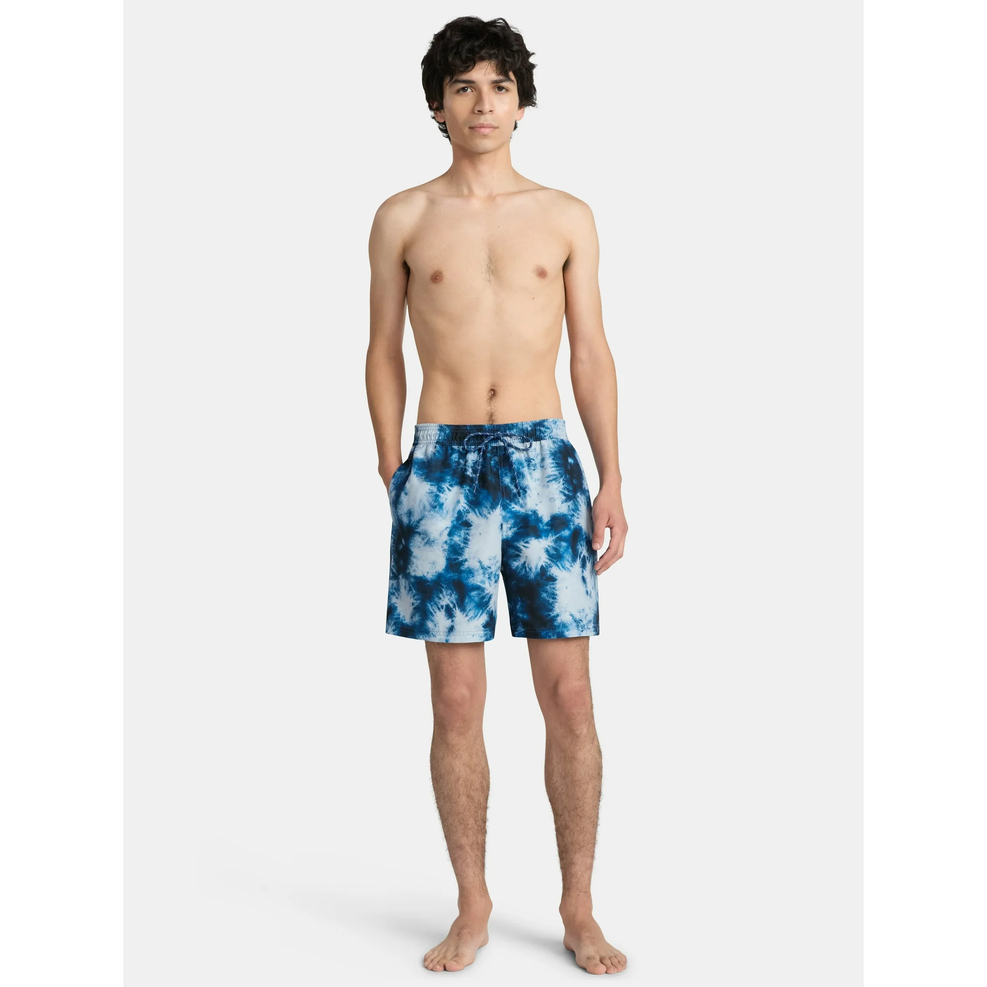 No Boundaries Elastic Waist Swim Shorts, 6" Inseam, Men's & Big Men's | Walmart (US)