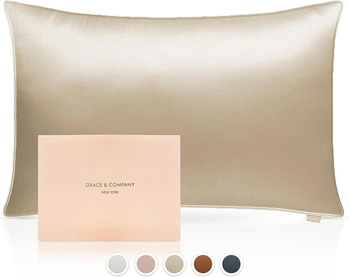 Grace & Company Silky Satin Pillowcase for Hair & Skin, Oeko-Tex Certified Satin Silk Pillowcase ... | Amazon (US)