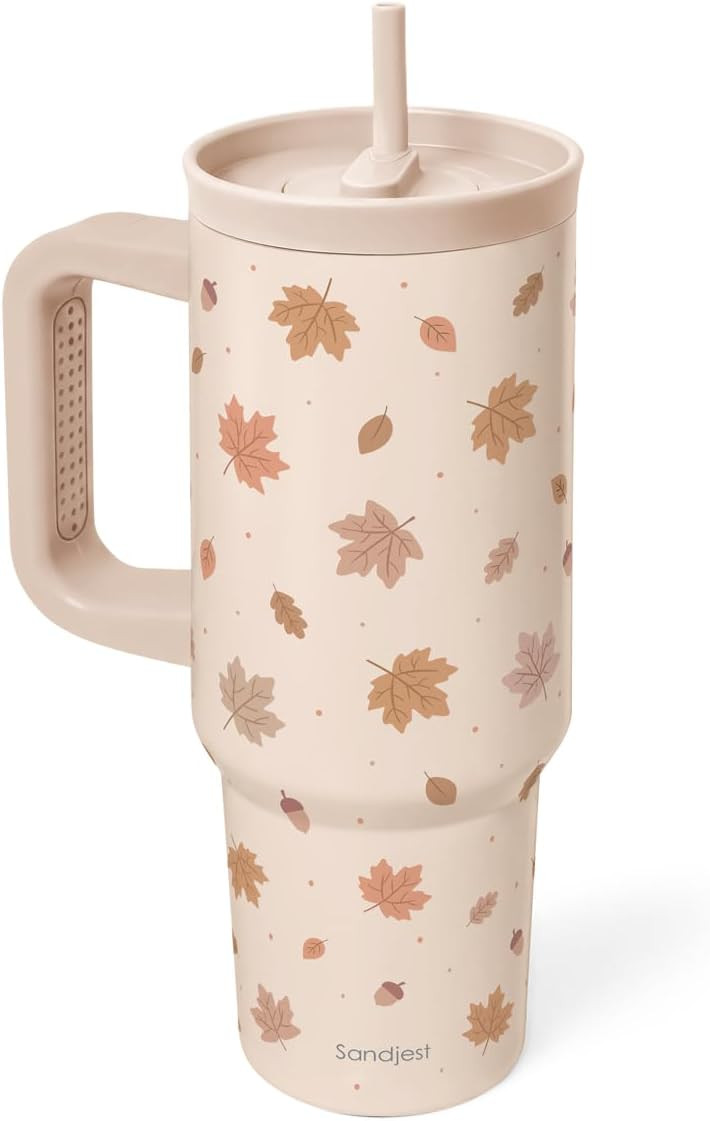 Mapple Leaf Fall Season Stainless Steel Tumbler with Handle, 40 Ounce Locking Lid and Silicone Straw for Sports and Travel Women Girl Teen | Amazon (US)