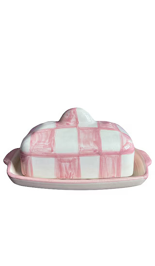 Buttercup Butter Dish in White & Pink Checkerboard | Revolve Clothing (Global)