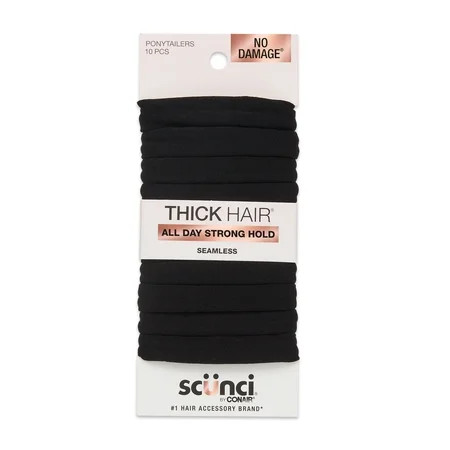 Scunci No Damage Hosiery Ponytail Hair Ties, Black, 10 Count | Walmart (US)
