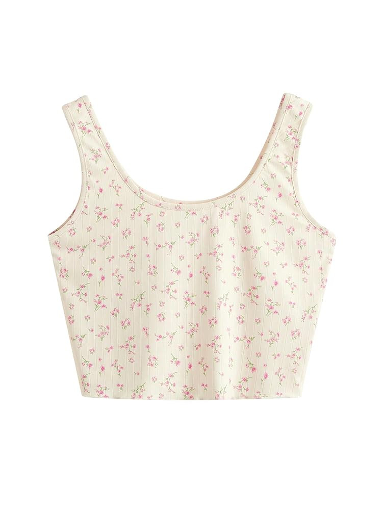 SweatyRocks Women's Casual Summer Floral Print Sleeveless Stretch Crop Tank Top | Amazon (US)
