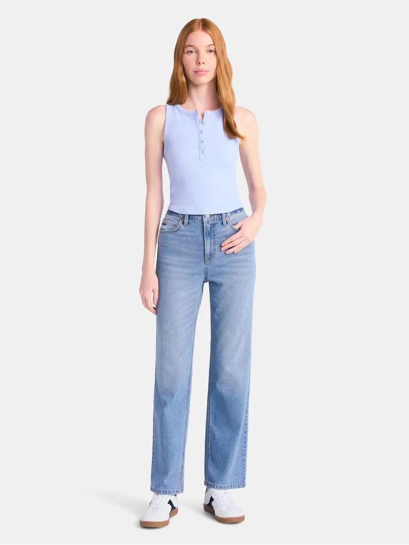 No Boundaries High-Rise Straight Leg Jeans, 30" Inseam, Women’s | Walmart (US)