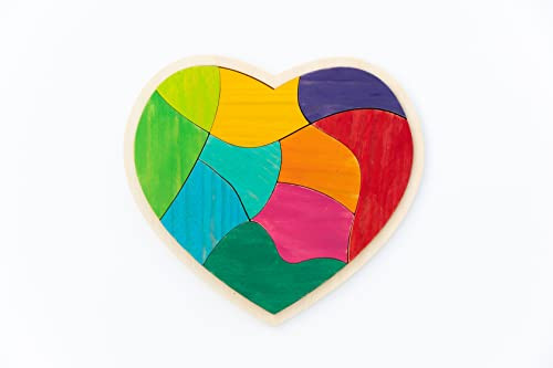 THE FRECKLED FROG Heart Full of Colors Puzzle - 10 Pieces - Wooden Puzzle for 1+ Year Old - Fill in The Heart - Includes Solution - Calm Puzzle | Amazon (US)