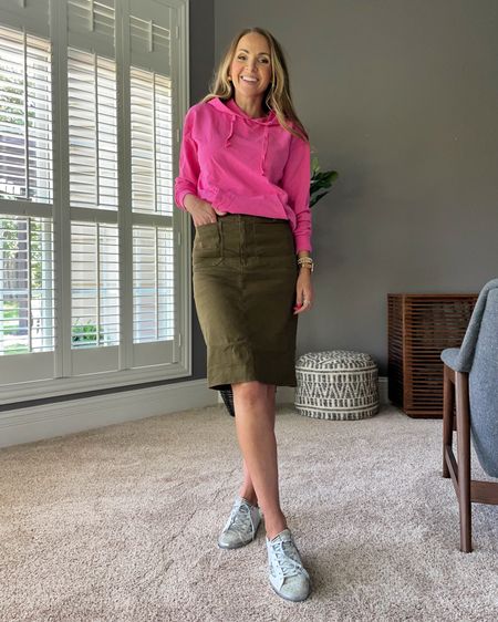 Casual fall style with @amazon sweatshirt (wearing XS) + @anthropologie olive green pencil skirt (size down one!) + golden goose sneakers 

#LTKhome #LTKstyletip #LTKSeasonal