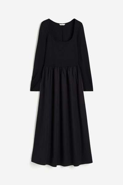 Dress with Flared Skirt - Black - Ladies | H&M US | H&M (US + CA)