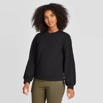 Women's Eyelet Trim Sweatshirt - Who What Wear™ Black | Target