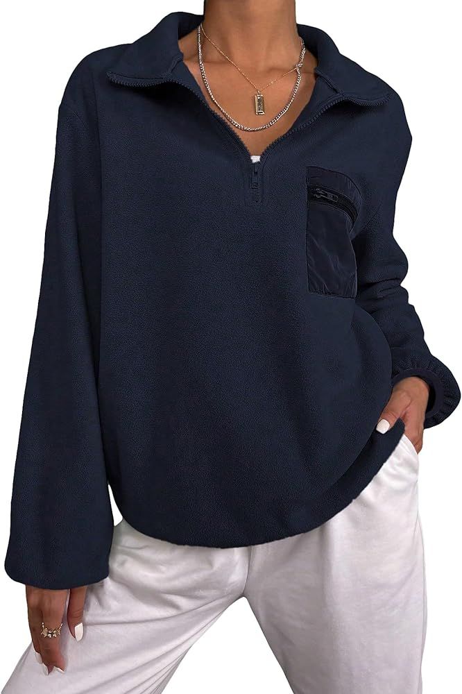 COZYEASE Women's Half Zip Pocket Front Sweatshirt Long Sleeve Stand Collar Pullovers Half Placket... | Amazon (US)