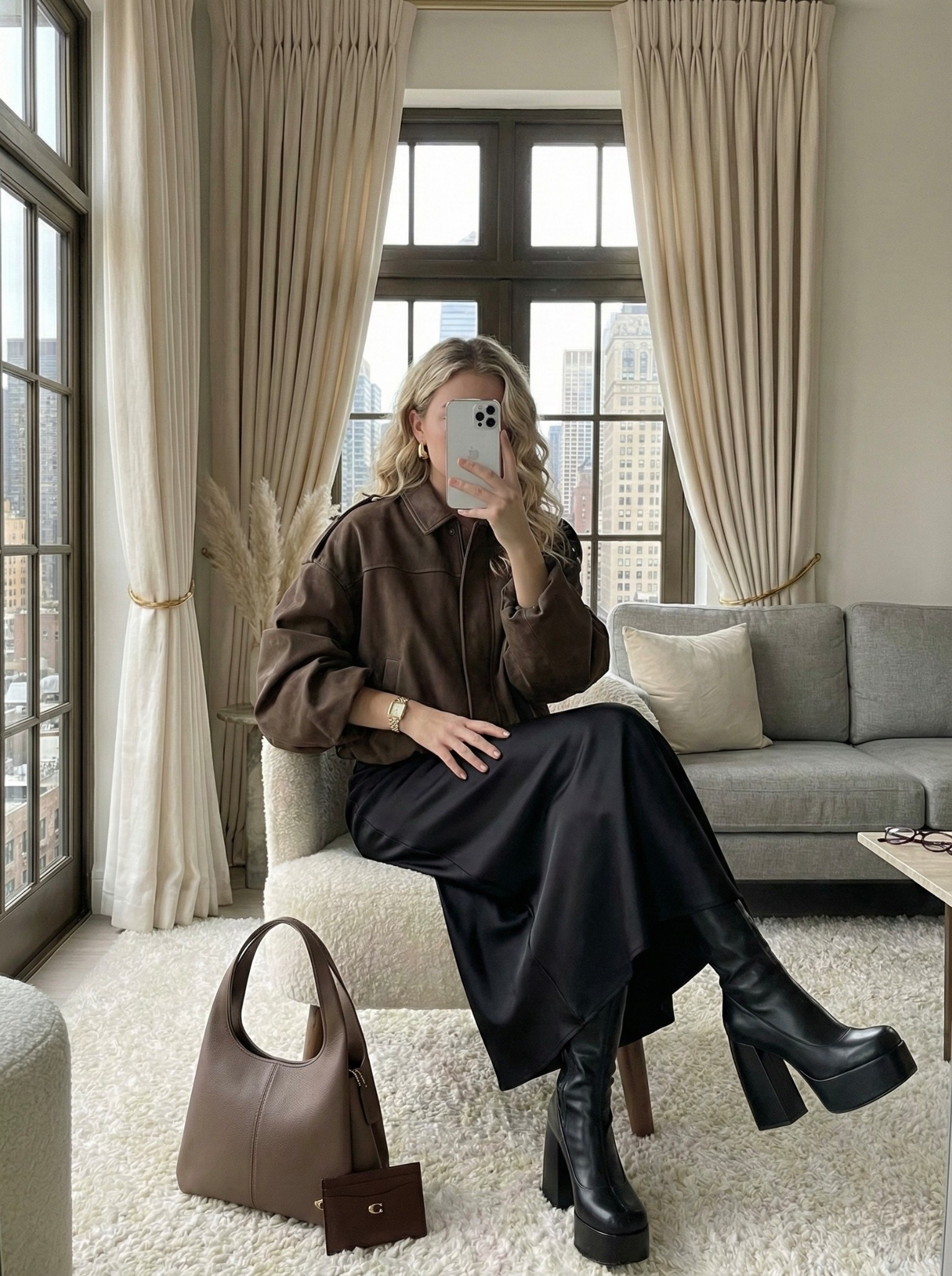 ✨ Elevated Winter Neutrals — Sleek, Chic & Effortlessly Polished 🤎✨
A luxe mix of textures for a winter look that feels refined yet easy. The combo of a buttery suede jacket, silky midi skirt, and structured platform boots creates that perfect blend of softness and edge.

Finished with a taupe leather shoulder bag and minimal gold accents — this outfit transitions seamlessly from weekday outings to dinner plans. If you love understated neutrals with a modern twist, this one’s a must-save.

🧣 Style Notes:
• Soft suede jacket for rich winter texture
• Satin midi skirt for fluid movement and feminine polish
• Platform heeled boots to add height + balance the silhouette
• Taupe leather bag for an elegant neutral anchor
• Perfect for city days, dinner nights, or elevated casual looks

#LTKSeasonal #LTKootd #LTKWorkwear