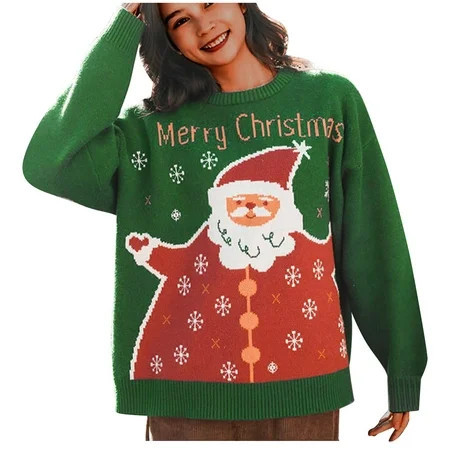 Christmas Sweaters for Women Snowflake Graphic Knitted Sweater Winter Long Sleve Sweater Holiday Party Sweater Tops sweaters women | Walmart (US)