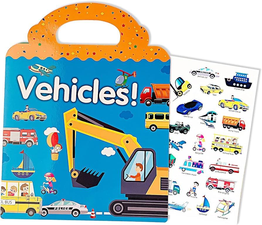 Reusable Sticker Books-Vehicles Stickers,Truck Stickers for Kids,Toddler Toys Age 2-4,Window Clin... | Amazon (US)