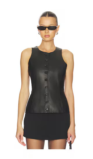 Leather Peplum Top in Black | Revolve Clothing (Global)
