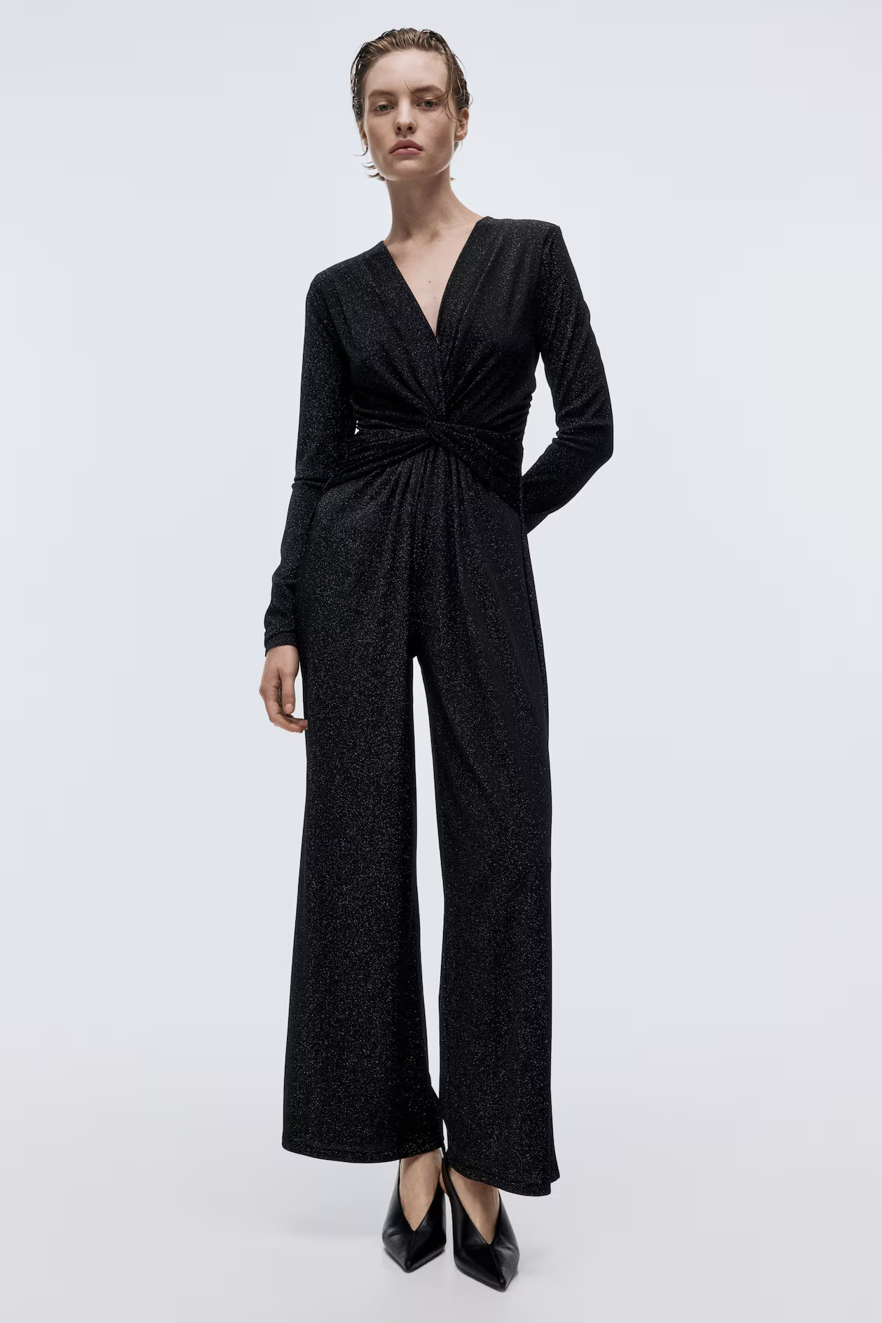 Glittery jumpsuit - Black - Ladies | H&M GB | H&M (UK, MY, IN, SG, PH, TW, HK)