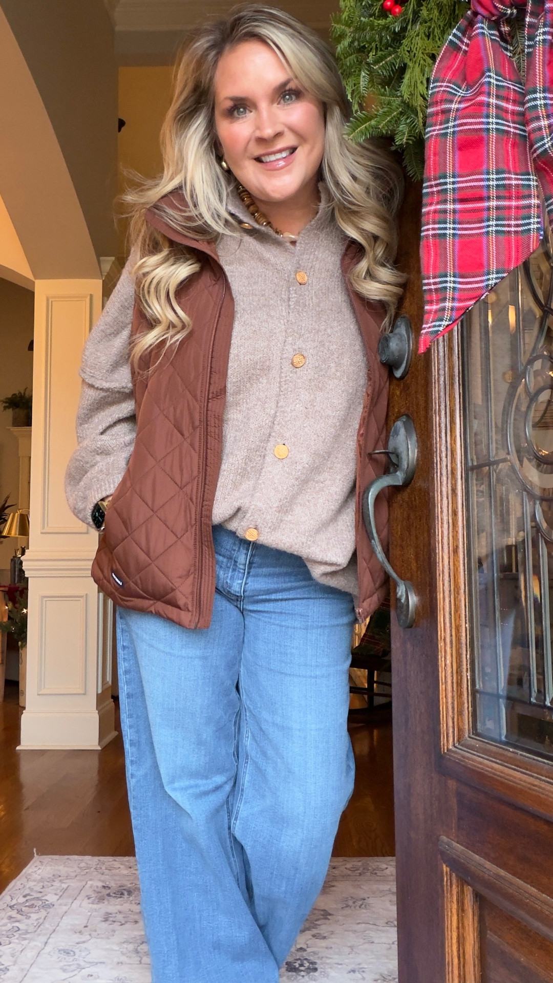 Serving up today’s cute and comfy outfit that is warm enough for chilly mornings and polished enough for running errands or hosting at home. This quilted vest layered over the softest neutral sweater is my go to combo for effortless winter style. Paired with easy wide leg denim, it’s a cozy look you’ll reach for again and again. Linking every piece so you can recreate this comfy classic.

#LTKSeasonal #LTKootd #LTKOver40