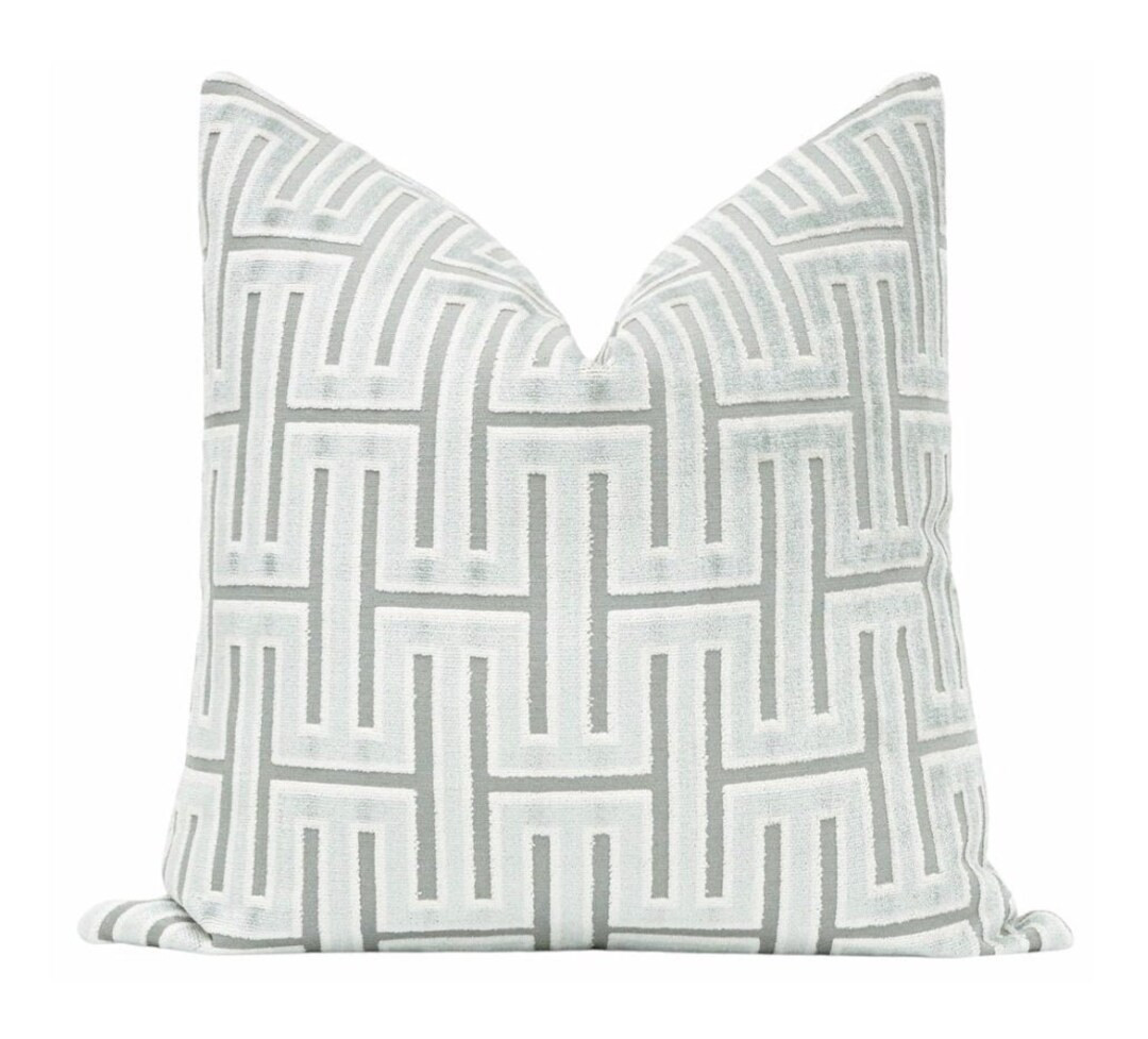 BACKORDER Grecian Cut Velvet // Spa Blue pillow COVER ONLY | cut velvet |  | designer velvet pill... | Etsy (US)