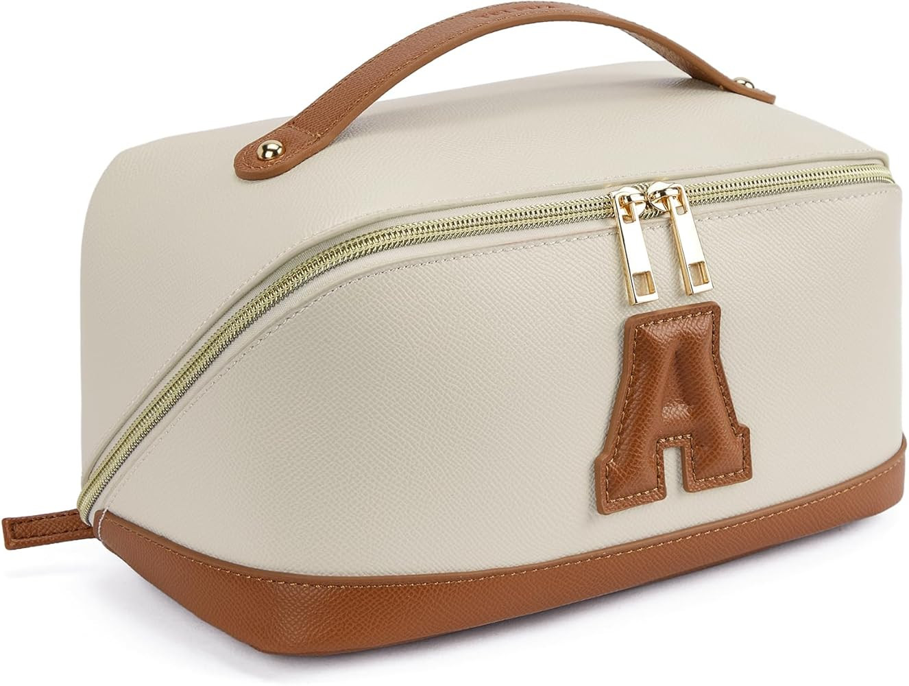 Telena Makeup Bag Large Capacity Travel Cosmetic Bag Portable PU Leather Water Resistant Makeup O... | Amazon (US)