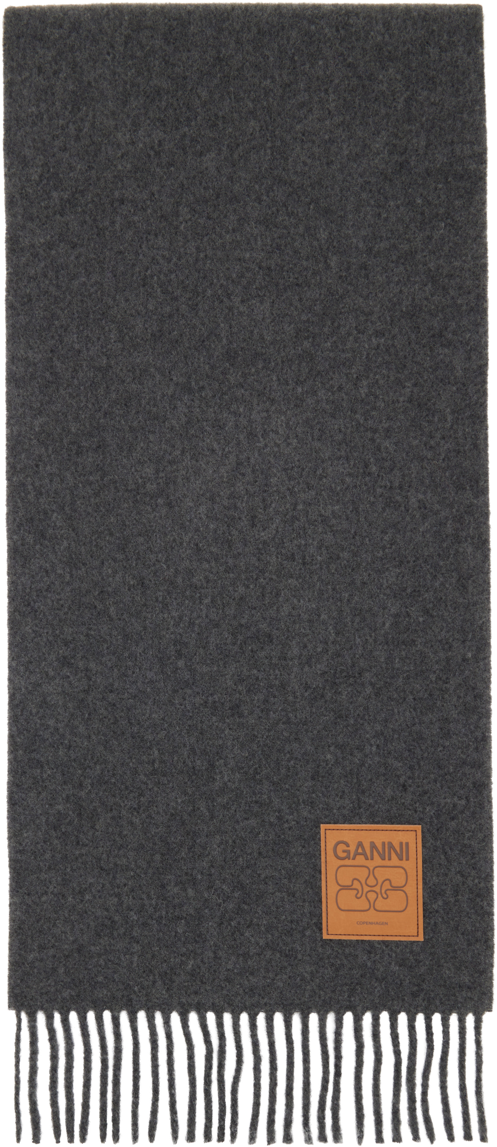 GANNI Gray Wool Scarf | SSENSE