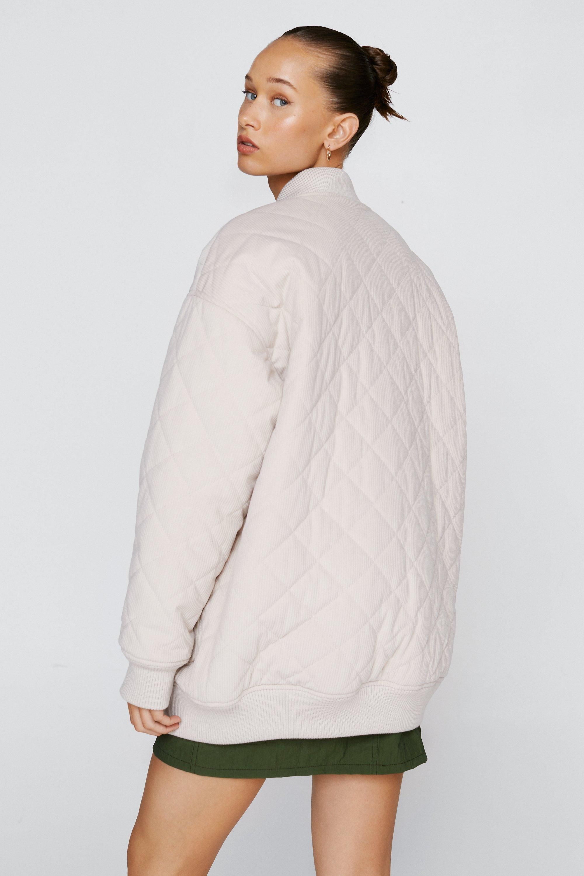 Cord Quilted Pocket Detail Bomber Jacket | Nasty Gal (US)