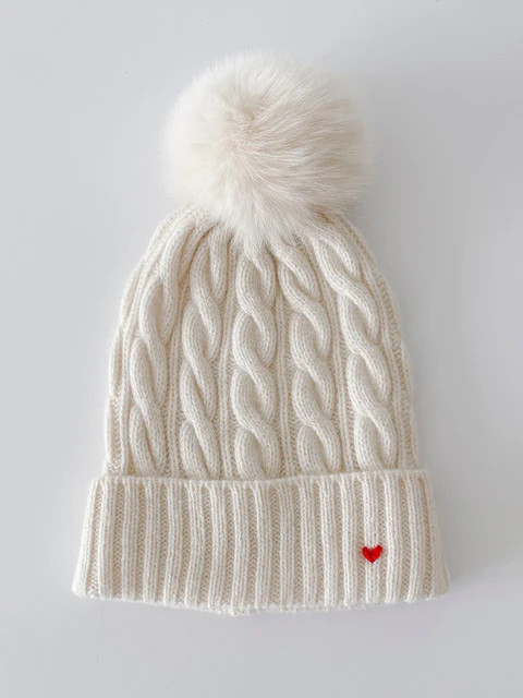 Milk Cable Beanie - A Touch of Red | LǍOLAO STUDIOS