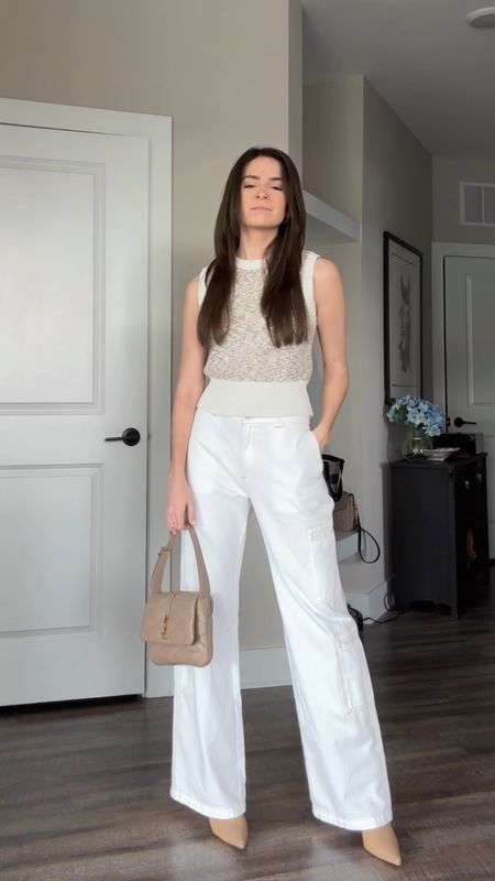 Work outfit, work style, work outfit inspo, work cargo pants, sweater vest, YSL bag, spring outfit inspo, spring style, neutral style, saint Laurent bag, neutral outfit, minimal style

#LTKworkwear #LTKfindsunder100 #LTKitbag