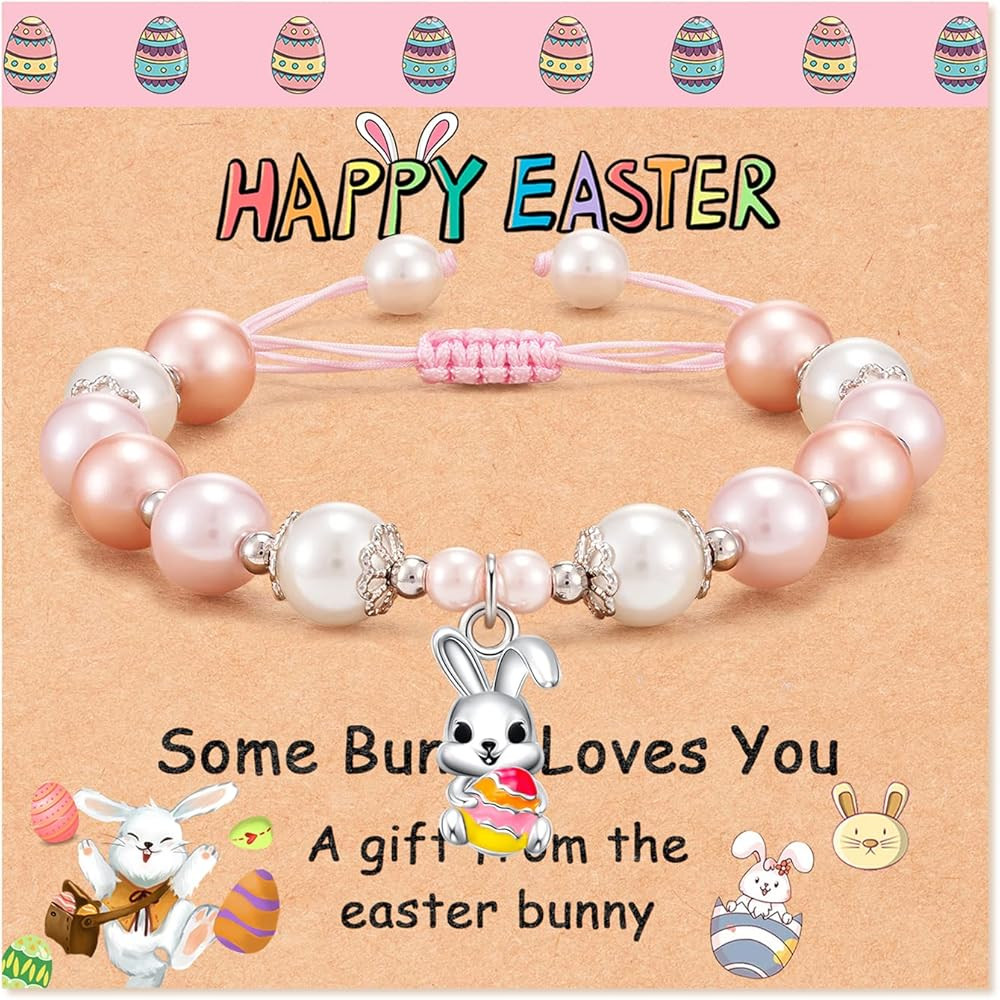 KINGSIN Easter Gifts for Girls Easter Bunny Bracelets Adjustable Easter Basket Stuffers for girls | Amazon (US)