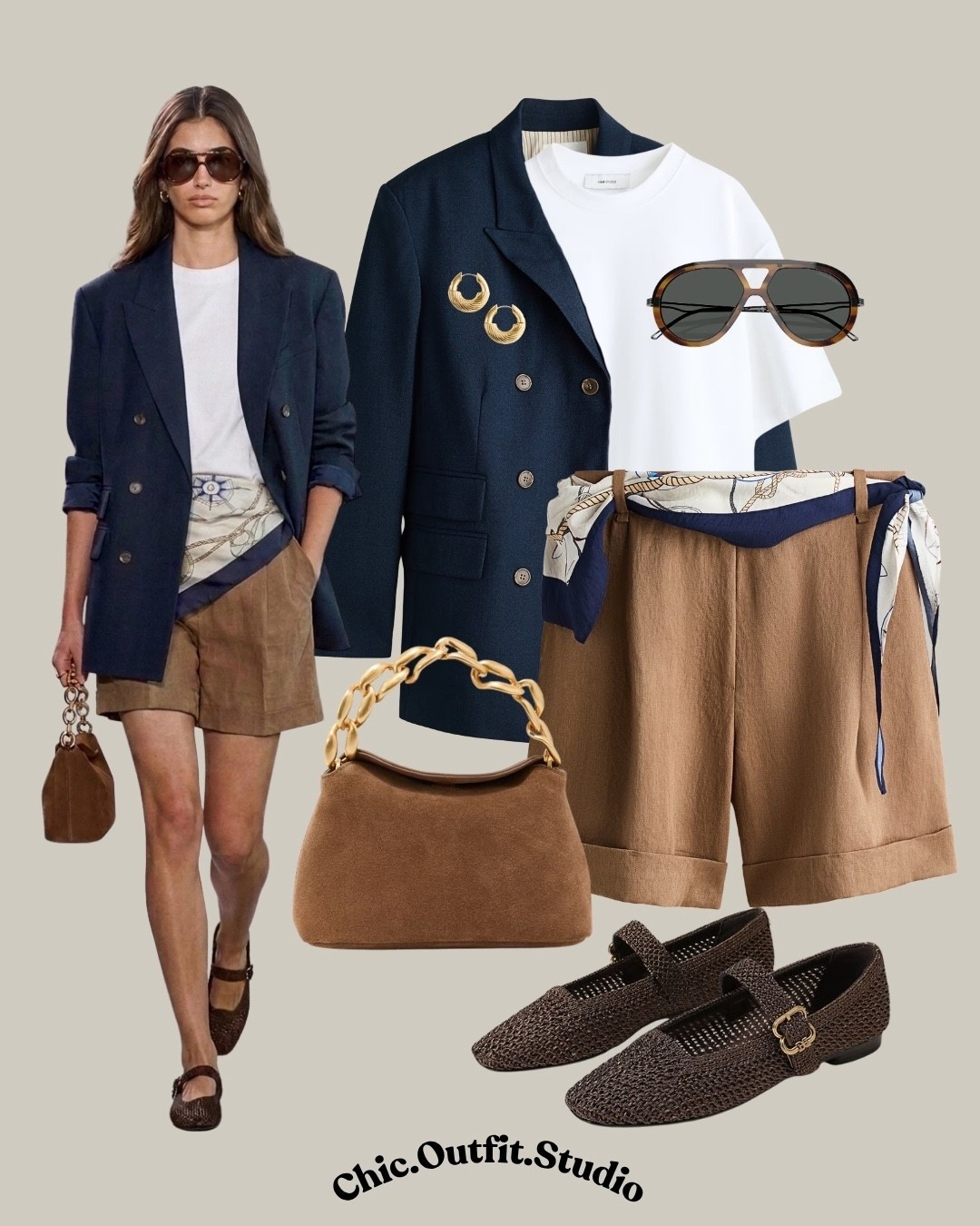 Navy Blazer & Brown Shorts Parisian Summer Style

✨A structured navy blazer layered over a simple top with tailored brown shorts creates a refined spring-summer smart casual outfit. The mix of tailoring and relaxed pieces gives a modern, Parisian-inspired feel with a polished edge.

✨Perfect for business casual settings, city outings, travel looks, or chic daytime events.

✨Tags: navy blazer outfit women, brown shorts outfit summer, smart casual spring outfit, business casual outfit women, parisian style outfit, blazer with shorts outfit, european style outfit, elevated casual outfit, summer layering outfit, chic everyday outfit, woven shoes

#LTKsummer #LTKworkwear #LTKspring