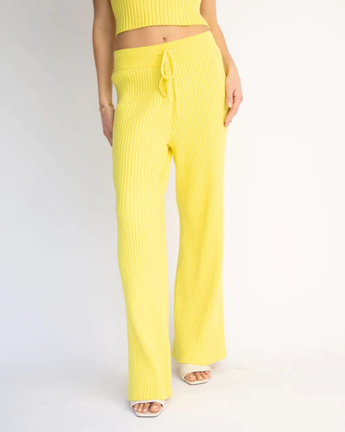 Laid Back Luxe Ribbed Drawstring Pants - Yellow | VICI