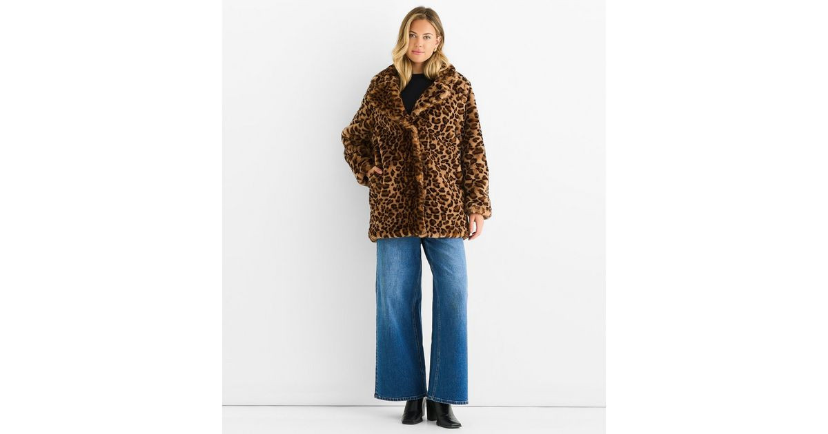 Gini London Brown Leopard Print Faux Fur Coat | New Look | New Look (UK)