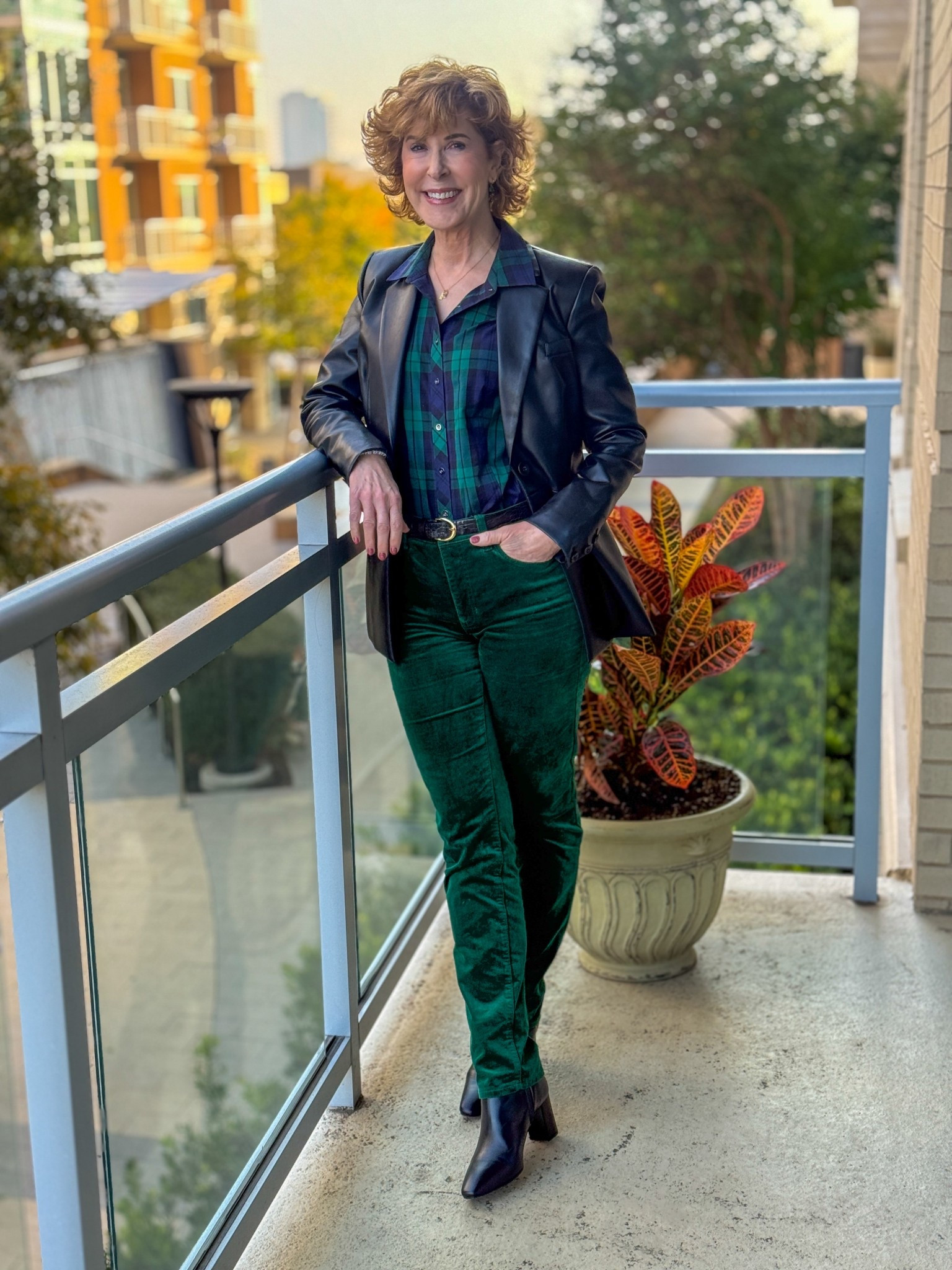 For a Board meeting, I wanted to look holiday-ish, but all business! Did I pull it off with this Black Watch plaid no-iron button down, green velveteen jeans, Inez black booties (so comfy!),For this meeting, I wanted to look holiday-ish, but all business! Did I pull it off with this Black Watch plaid no-iron button down, green velveteen jeans, Inez black booties (so comfy!), and black leather blazer?

#LTKWorkwear #LTKOver40 #LTKHoliday