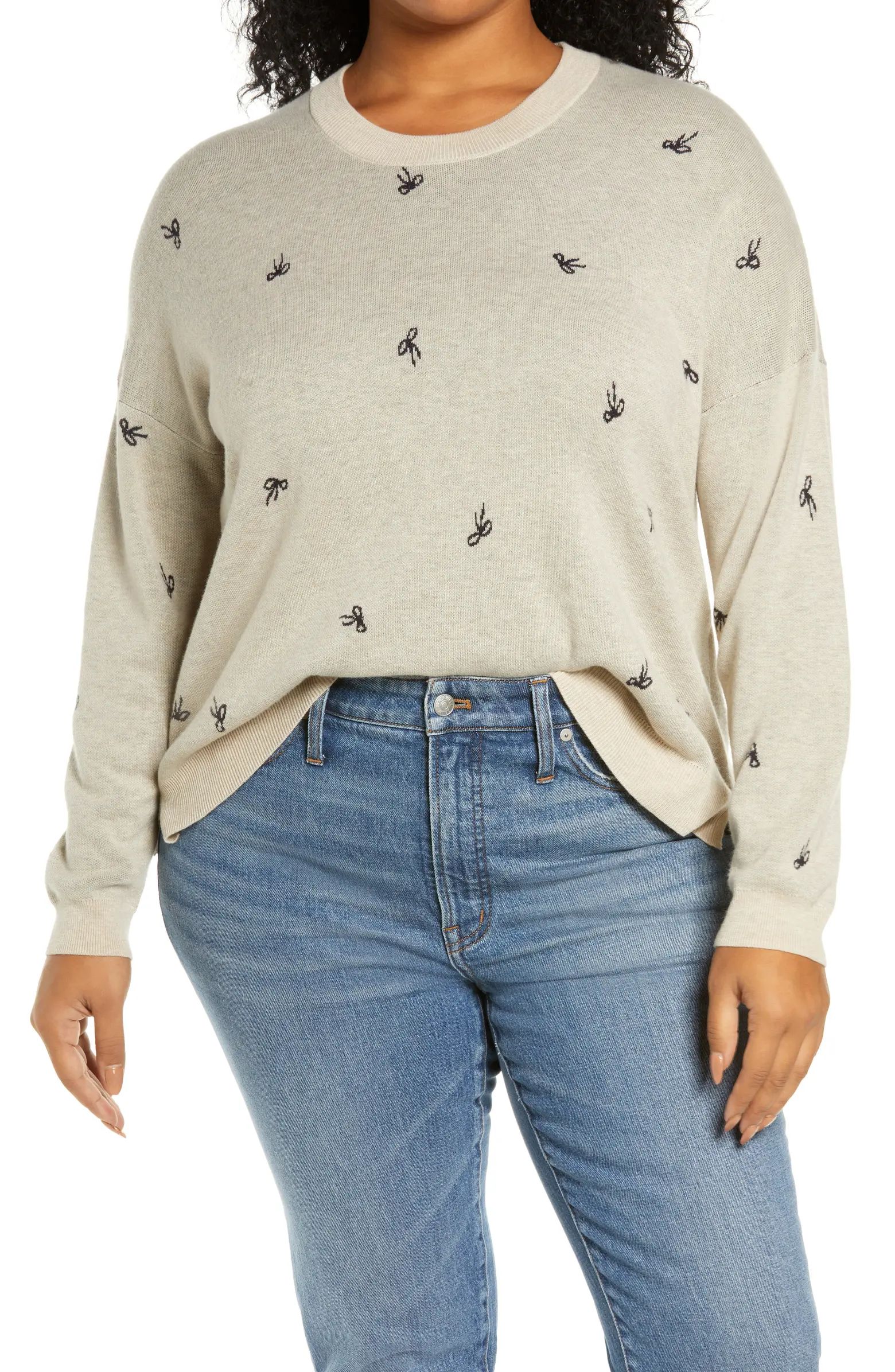 Bow Jacquard Pullover Sweater | Nordstrom