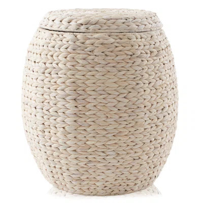 Round Water Hyacinth Storage Basket/Hamper with Lid | Wayfair North America