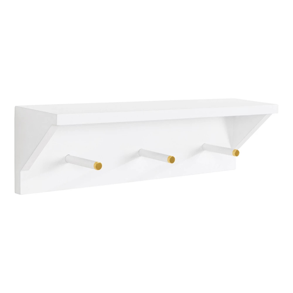 18"" x 5"" Adlynn Decorative Wall Shelf with Pegs White - Kate & Laurel All Things Decor | Target