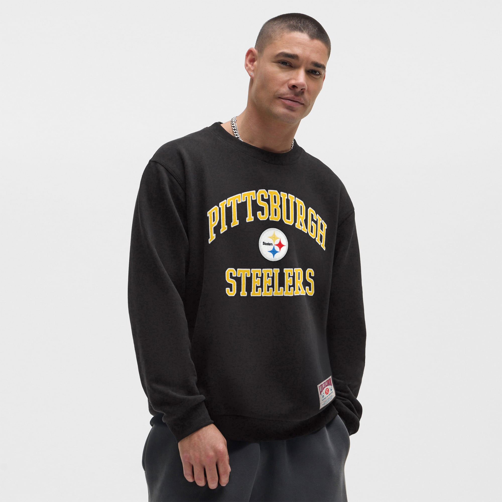 Men's Pittsburgh Steelers  lululemon Black Graphic Steady State Sweatshirt | NFL Shop