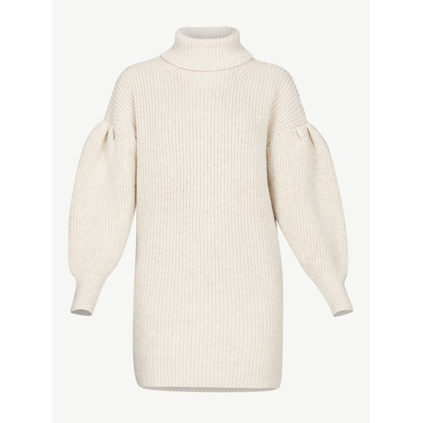 Free Assembly Women's Cowl Sweater Dress with Pleated Shoulders | Walmart (US)